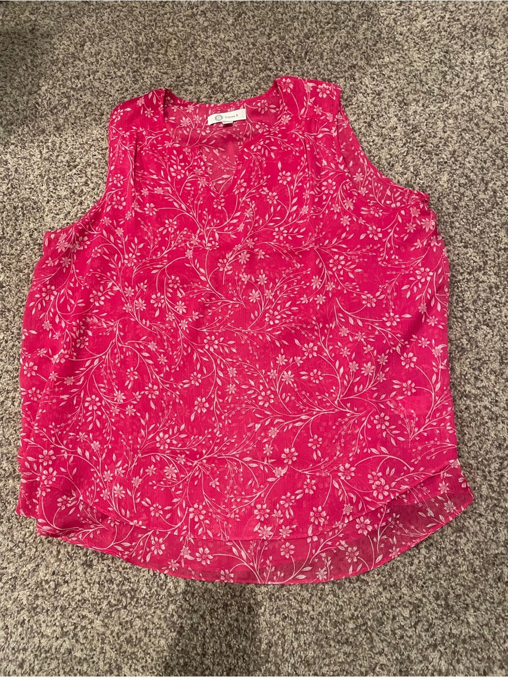 Floral Print Layered Sleeveless Camisole in Bright Pink - Women's Top